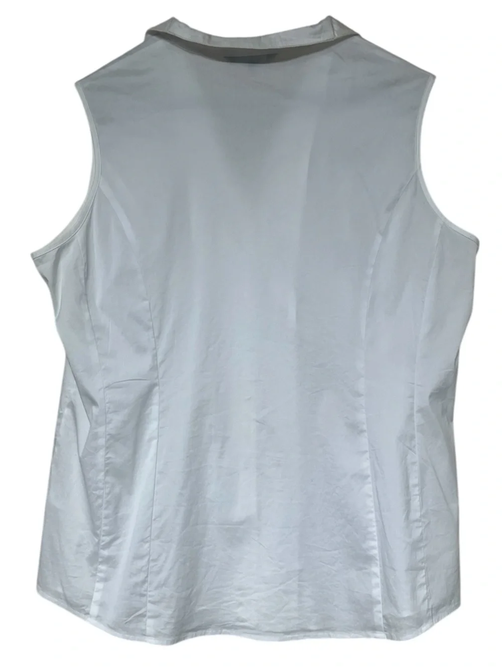 Misook white stretch cotton sleeveless collared button front top - Picture 2 of 9